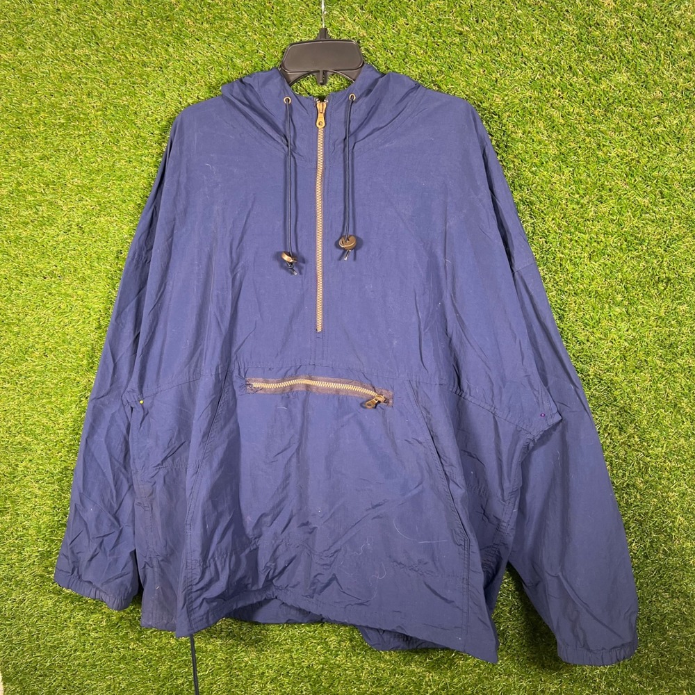 Woolrich Mens Navy Blue Hooded Anorak Jacket Pullover‎ Size XL Lightweight